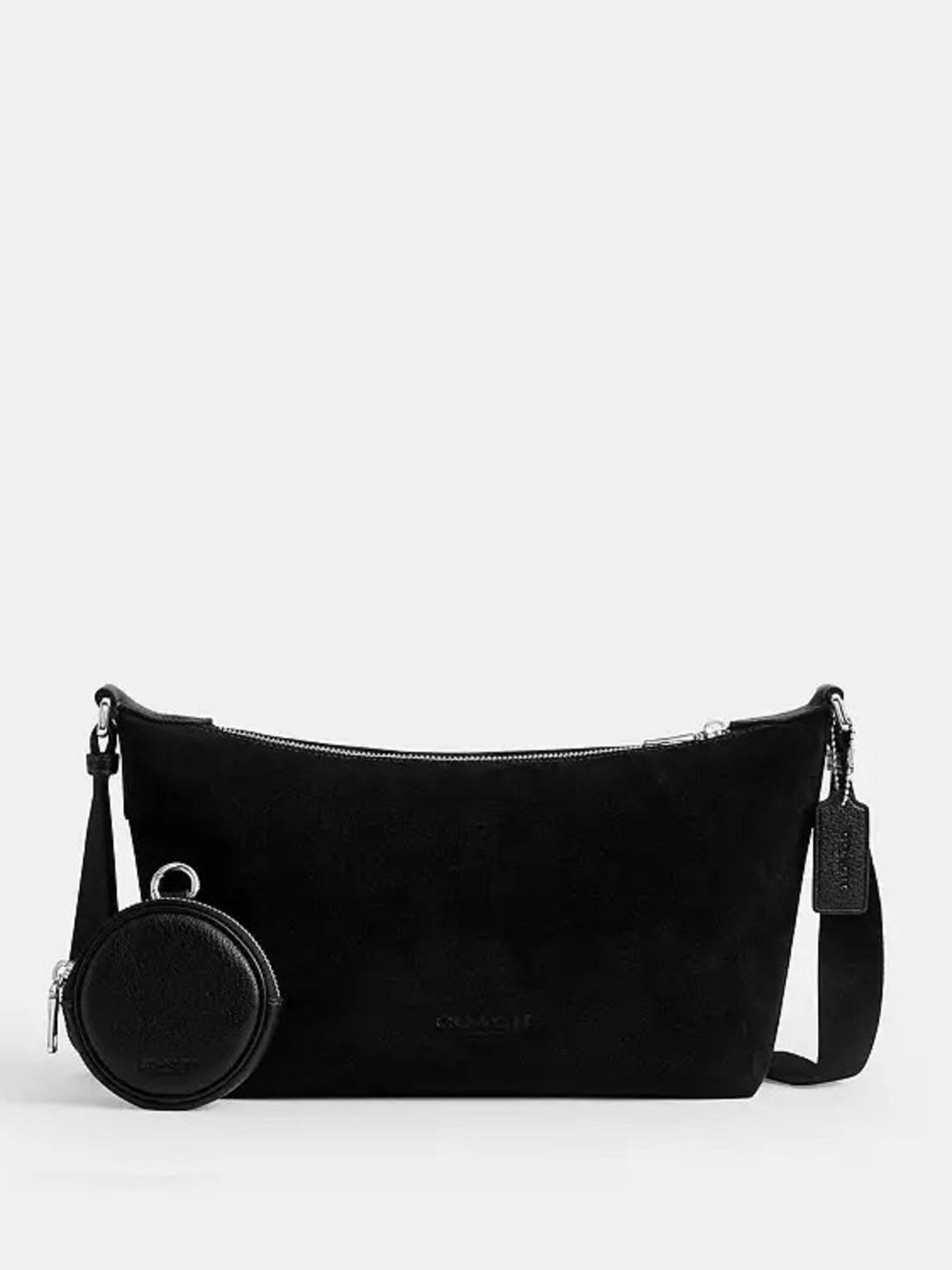 Coach Black Suede Crossbody Bag with Coin Pouch